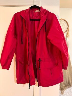 St. John's Bay Bright Red Hooded Utility Jacket